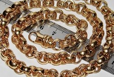 9ct Yellow Gold on Silver Men's Gent's Heavy Patterned Belcher Chain 26 inch