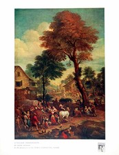 Old Antique Print A Village