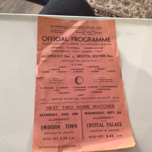 Football programme aldershot - football,