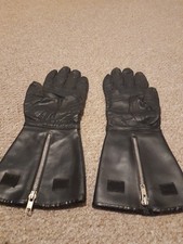 Med Size 1950s Vintage Glaunlet Black Leather  Motorcyle Gloves ..
