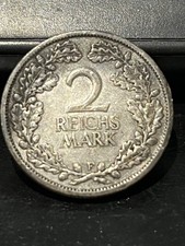 1925 SILVER 2 REICHSMARK,''F'' SILVER EAGLE, VERY GOOD CONDITION.