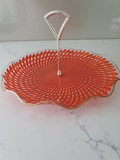 Vintage Chance Brothers Swirl Fluted Rim Glass Cake Plate/Stand - 1950's - VGC