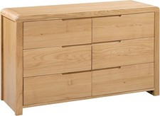 6 Drawer Wide Chest Oak Solid