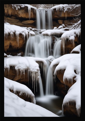 Waterfall beautiful framed - waterfall,