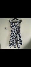 Amy Childs Skater Dress Blue/Black Floral UK 8