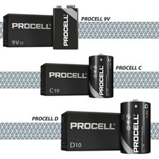 DURACELL PROCELL 9V C D BATTERIES INDUSTRIAL ALKALINE PP3 1.5V LR14 LONG EXPIRY