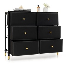 6 Drawers Dresser Tower Organizer Fabric Storage Chest of  Drawers Metal Frame