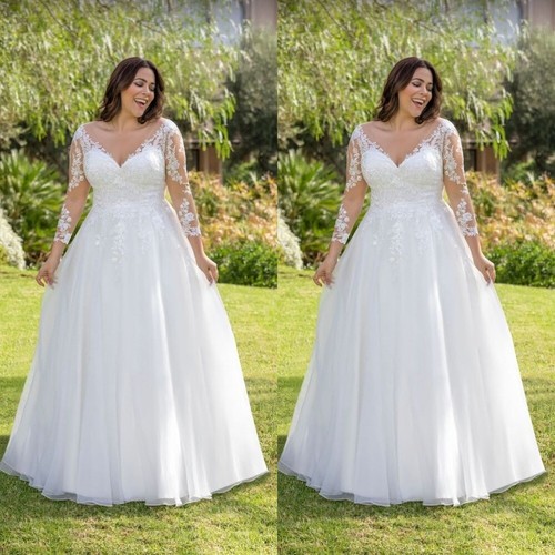 Long sleeves wedding dresses - sleeves, v