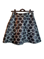 Markus Lupfer Womens A-Line Short Skirt Small Grey Black Spot Wool Blend Pockets