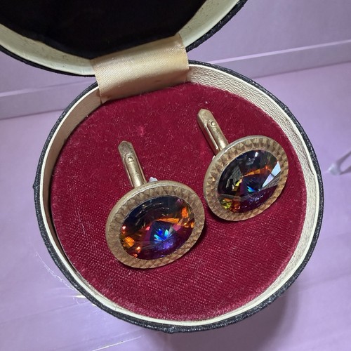 Vintage crystal cufflinks - vintage, mens