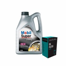 Mobil Super 2000 X1 10W40 Engine Oil 5L Audura Oil Filter Service Kit 5 Litre