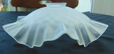 Vintage French Art Deco Frilly Opaline Clear Frosted Glass Lightshde