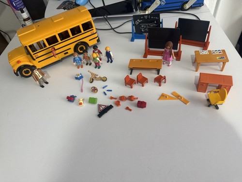 Playmobil school bus flashing - school,