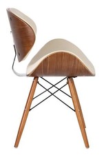 Dining Office Chair Retro Faux Leather Eiffel  Wooden  Legs Walnut Finish