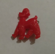 retro red poodle brooch badge - vintage