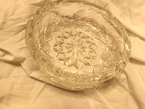 Heavy clear cut glass - glass, round