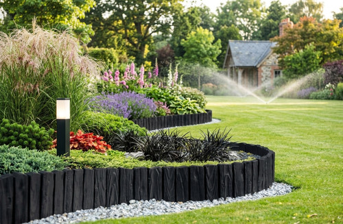Black garden edging wood - black,