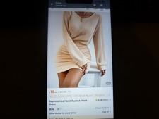 Apricot Asymmetrical neck ruched fitted dress medium fro Shien