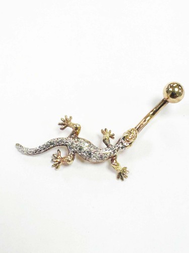 9ct gold lizard - cz, belly
