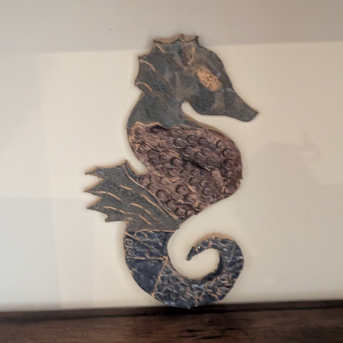 Clay handmade seahorse wall - clay,