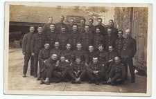 Military Postcard, Large Group of Soldiers in Uniform. Real Photograph.