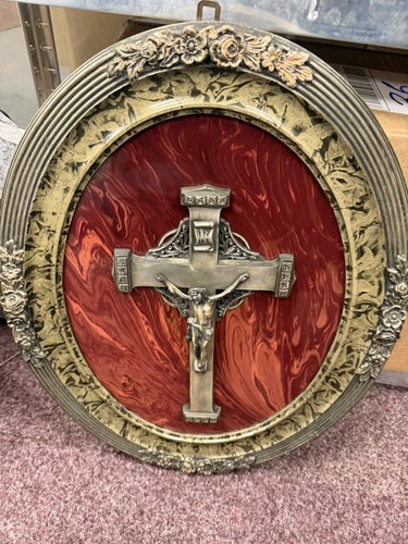 Vintage framed crucifix wall - framed,