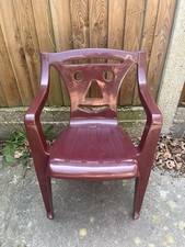 Areta Smiley Face Childrens Chair Plastic Yellow Vintage Italian Kids Furniture