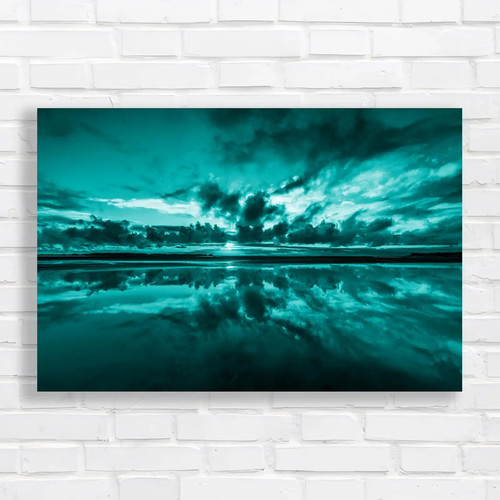 Vibrant sunset reflection teal - vibrant,