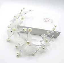 Flower Girl White Large Floral Headband for Wedding or First Communion Headpiece