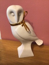 Plain White Porcelain  Standing Owl Approx. 8 inches Tall .