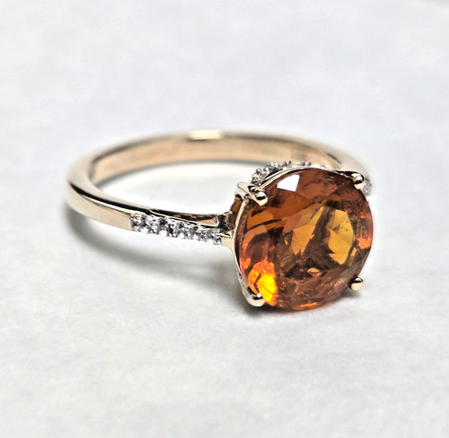 9ct yellow gold fire - opal, ring