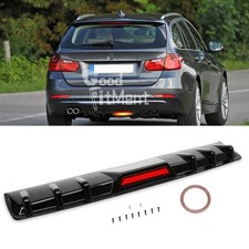 For 3 Series E91 E93 F30 Glossy Rear Bumper Spoiler Shark Fin Diffuser w/ Light