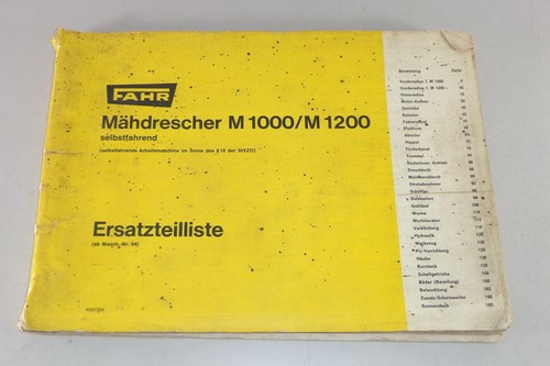 Parts list for combine - for,