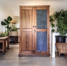 Antique Large Pine School Larder Cupboard Storage Kitchen Cabinet Chalkboard