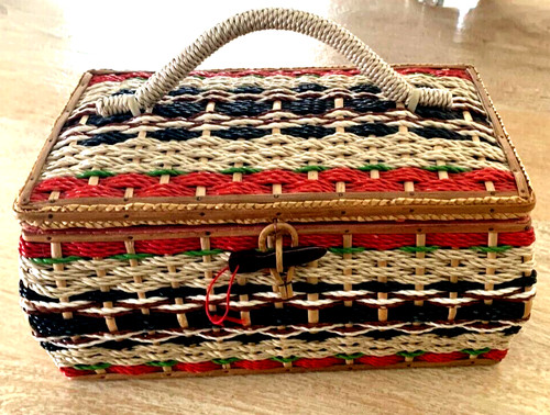 Vintage sewing craft basket - sewing,