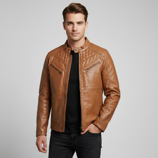 Café Racer Men Leather Jacket