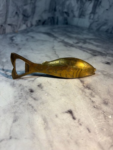 Mid century brass fish bottle - fish,