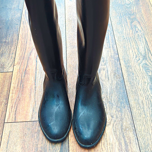 Aigle black rubber long riding - rubber,