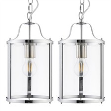 Set of 2 Modern Chrome Lantern