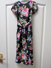 Next Girls All In One Playsuit Jumpsuit Age 7 Black Floral Short Sleeve Belted