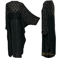 Black Batwing Abaya Farasha Jalabiya Arab Long Dress