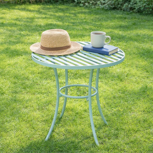 Round distressed white garden - white,