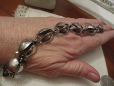 Vintage Dragsted Denmark sterling silver tulip link bracelet, 7" , 20 gm