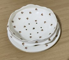 Vintage Crown Ducal draining dish and plate - pretty rose design 