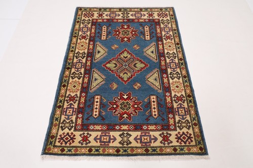 3x5 kazak blue area rug - 3x5,