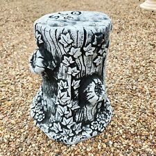 Concrete Tree Log Stump And Ivy Plinth Black and White
