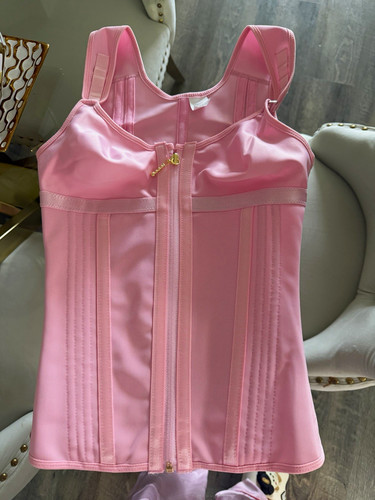 Women pink zip front boned - zip,