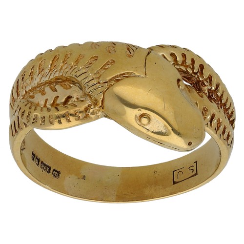 9ct gold ring 92g - ring, snake
