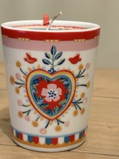 Baci Milano Mamma Mia Porcelain Cup Candle Folk Art Heart Design Amber Woods