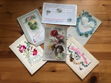 Antique 'Happy Birthday' Embroidered and Shiny Postcards 1916 onwards